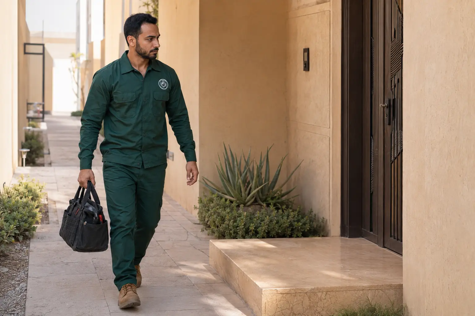 Technician arriving at a Riyadh home